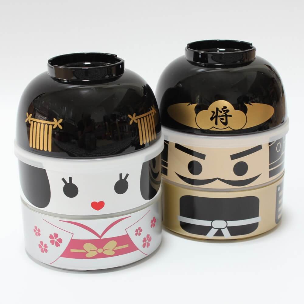 maihime and bushou kokeshi 2 tier bento box