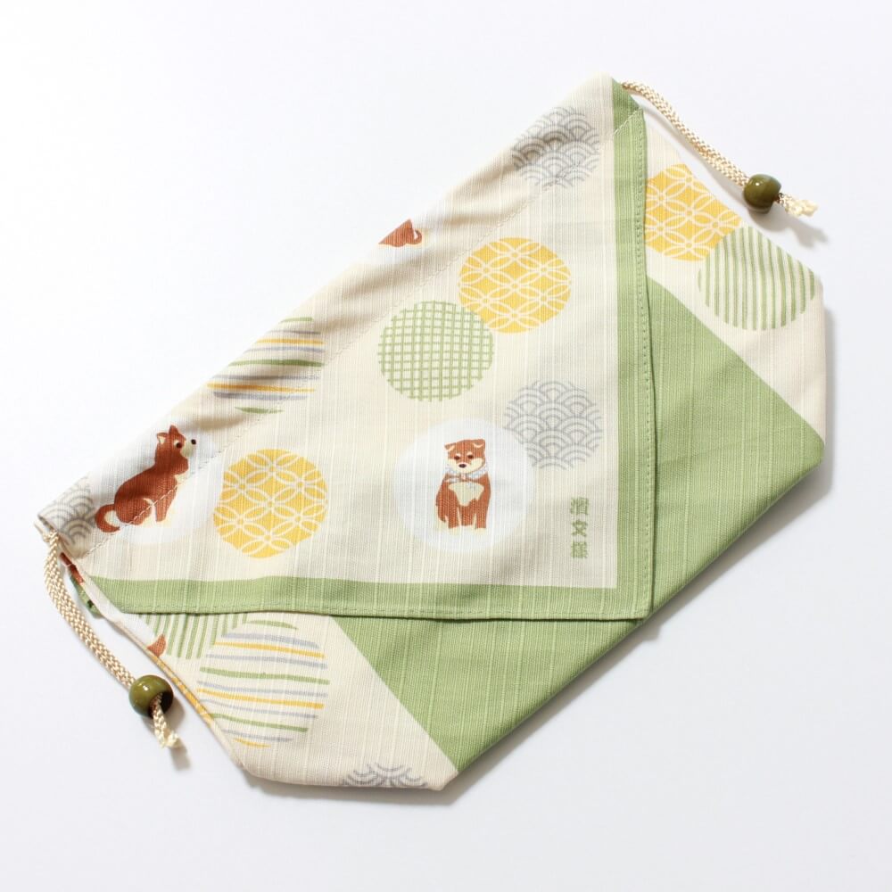 mame shiba komon bento lunch bag laid flat