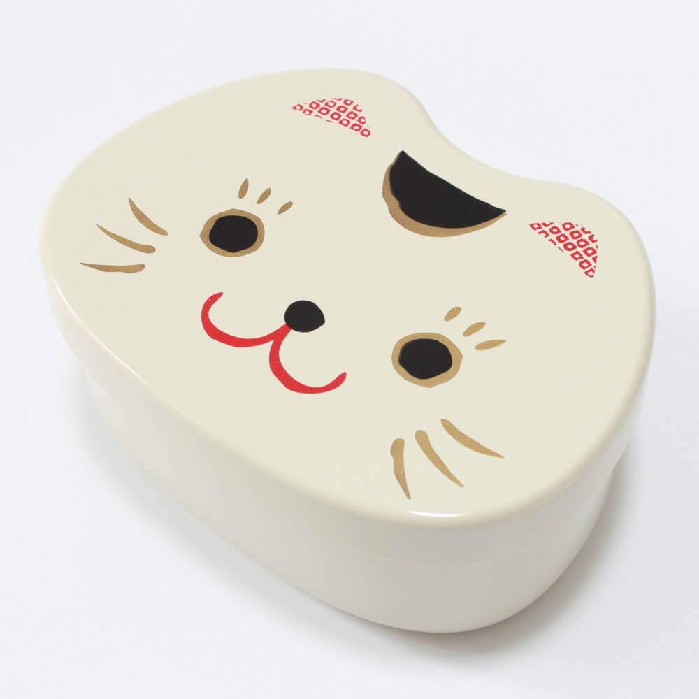 maneki cat white 1 tier bento box