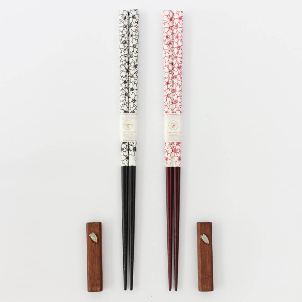 modern sakura chopsticks side by side