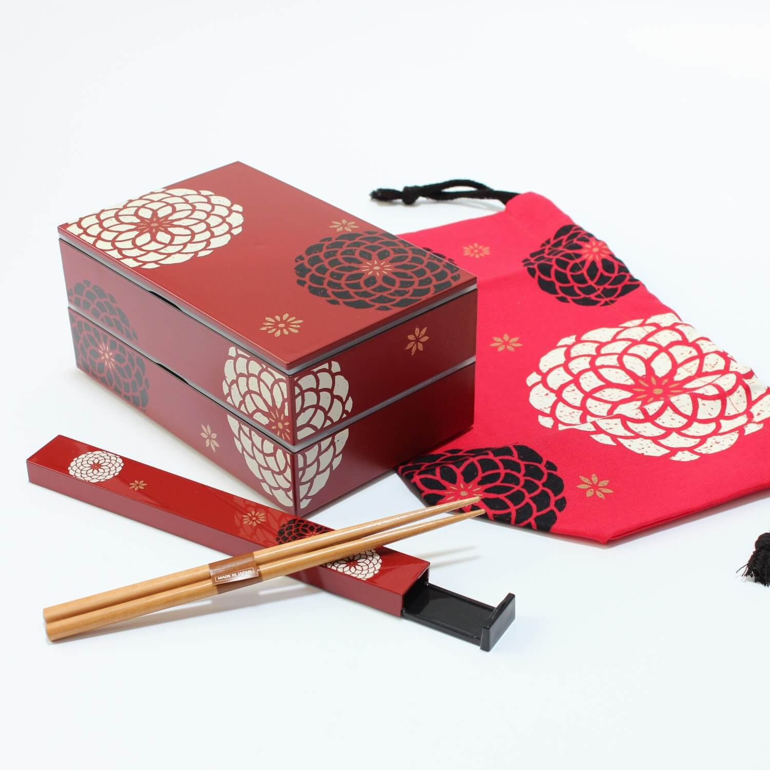 Momoka Rectangle Red Bento Box Set