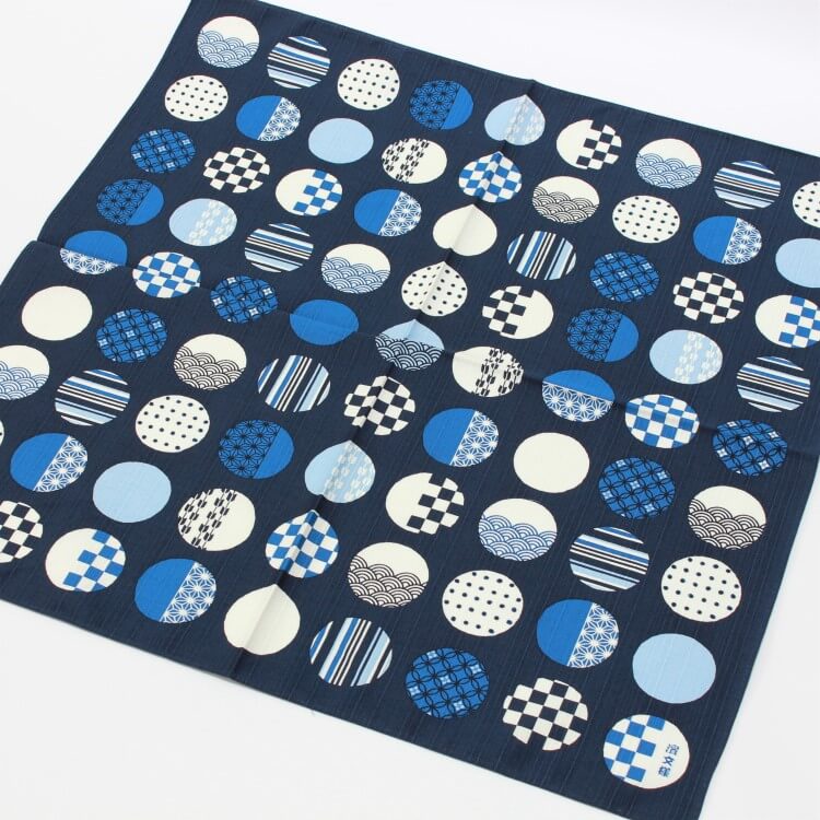 overview photo of furoshiki odama blue laid flat