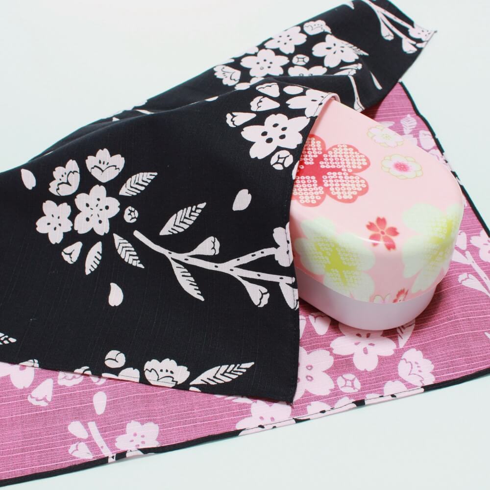 omotenashi sakura charcoal pink furoshiki covering bento box