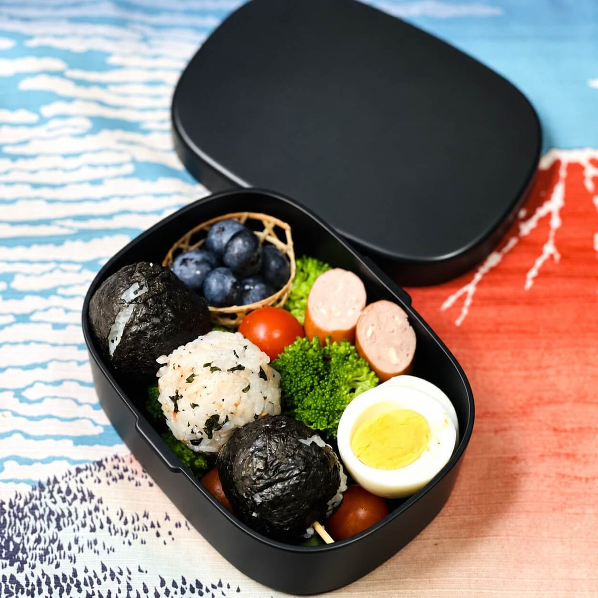 onigiri bento in one touch black bento box