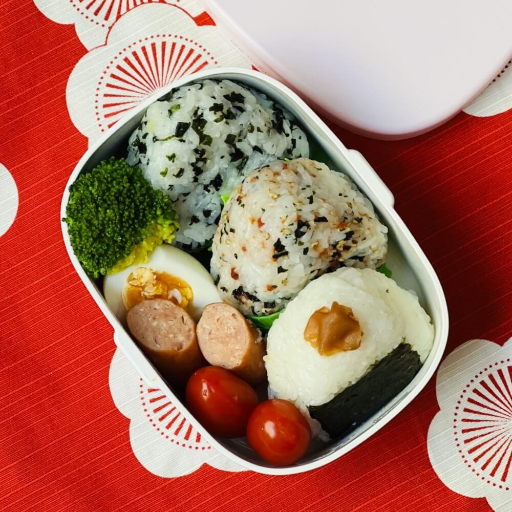 onigiri bento in one touch pink bento box