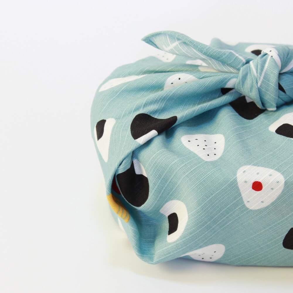 onigiri lineup furoshiki close up