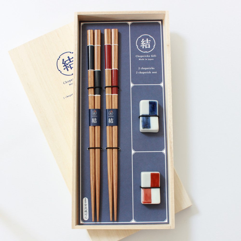 overhead photo whole gift box ichimatsu mikoto chopsticks