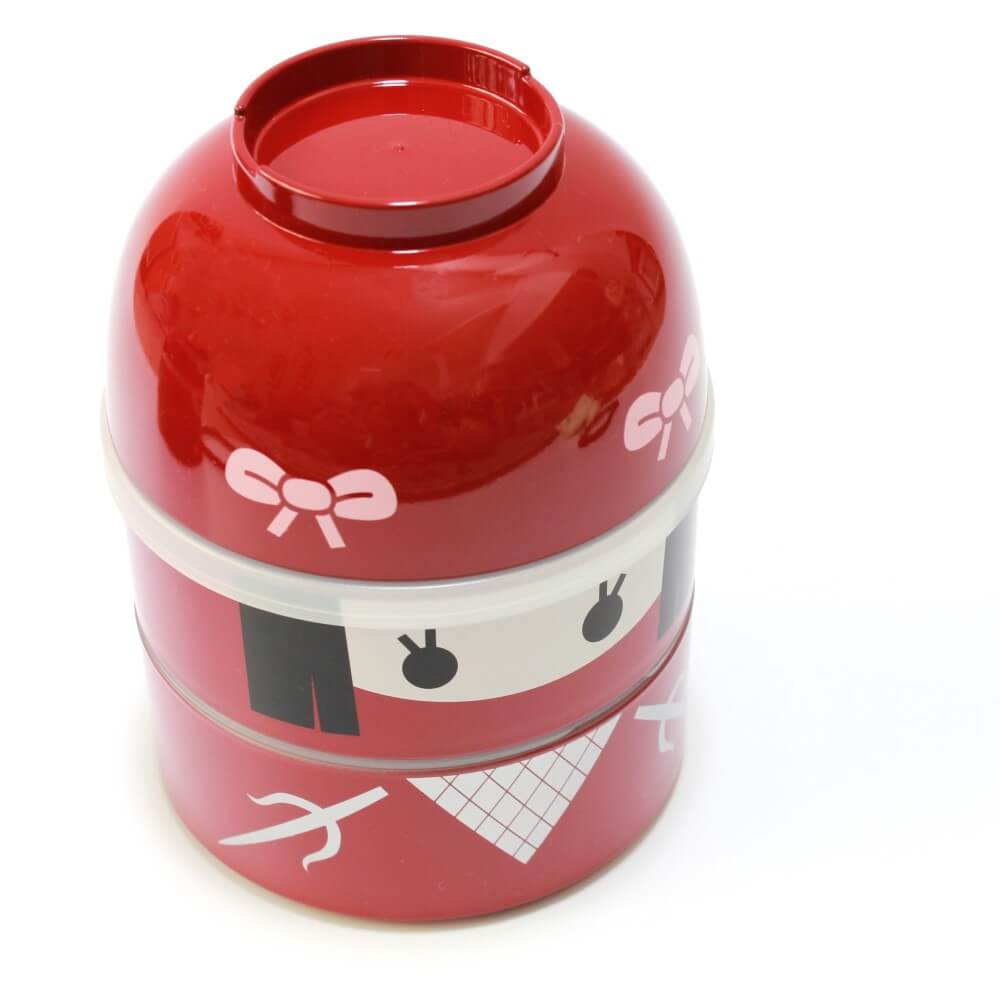 overhead shot kokeshi kunoichi 2 tier bento box