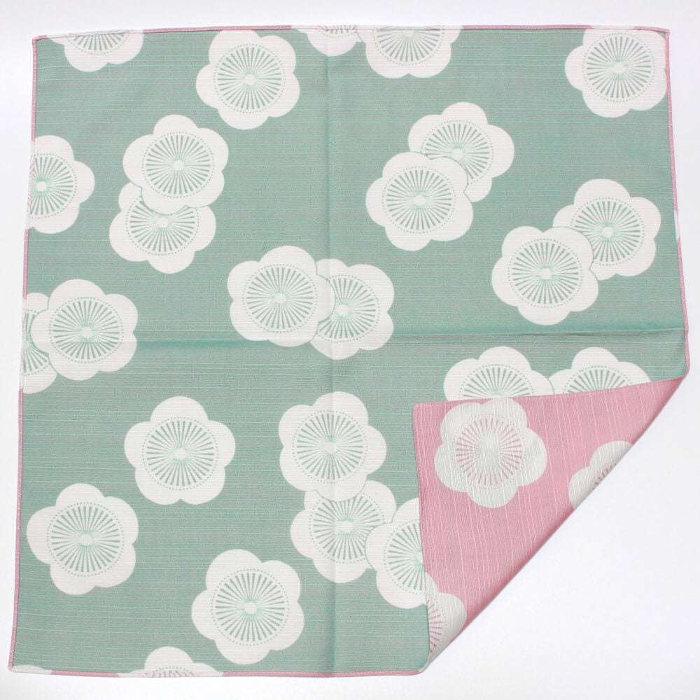 Isa Monyo Japanese Plum Baby Pink and Blue Double Sided Furoshiki Wrapping Cloth 48cm