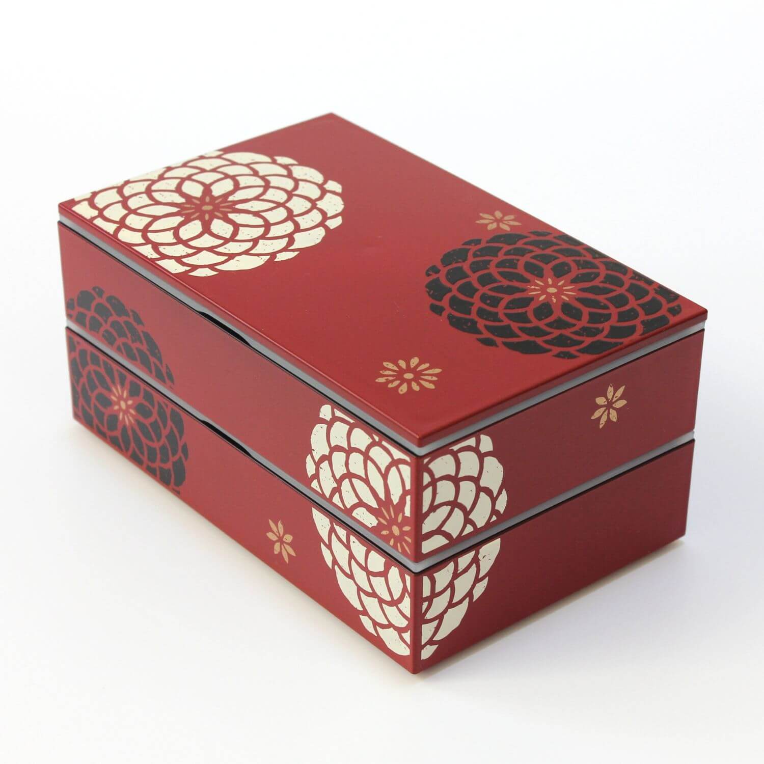momoka red rectangle 2 tier bento box