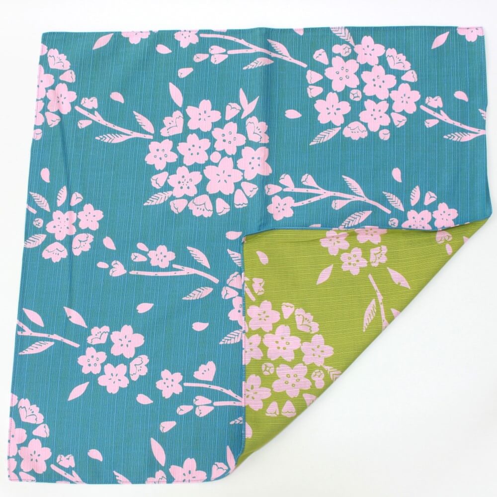 reversible furoshiki baby blue green sakura