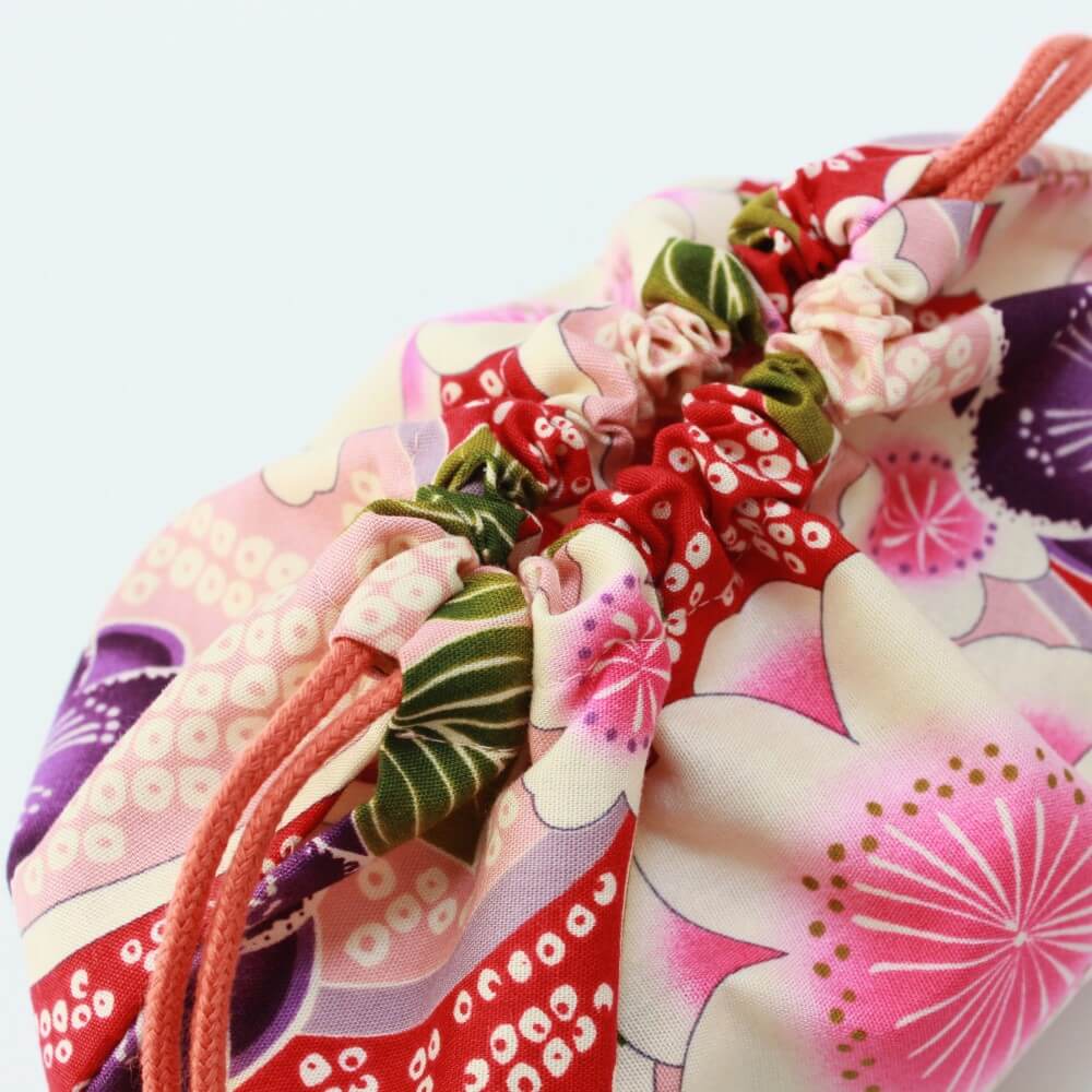 sakura blossoms bento bag drawstring closed