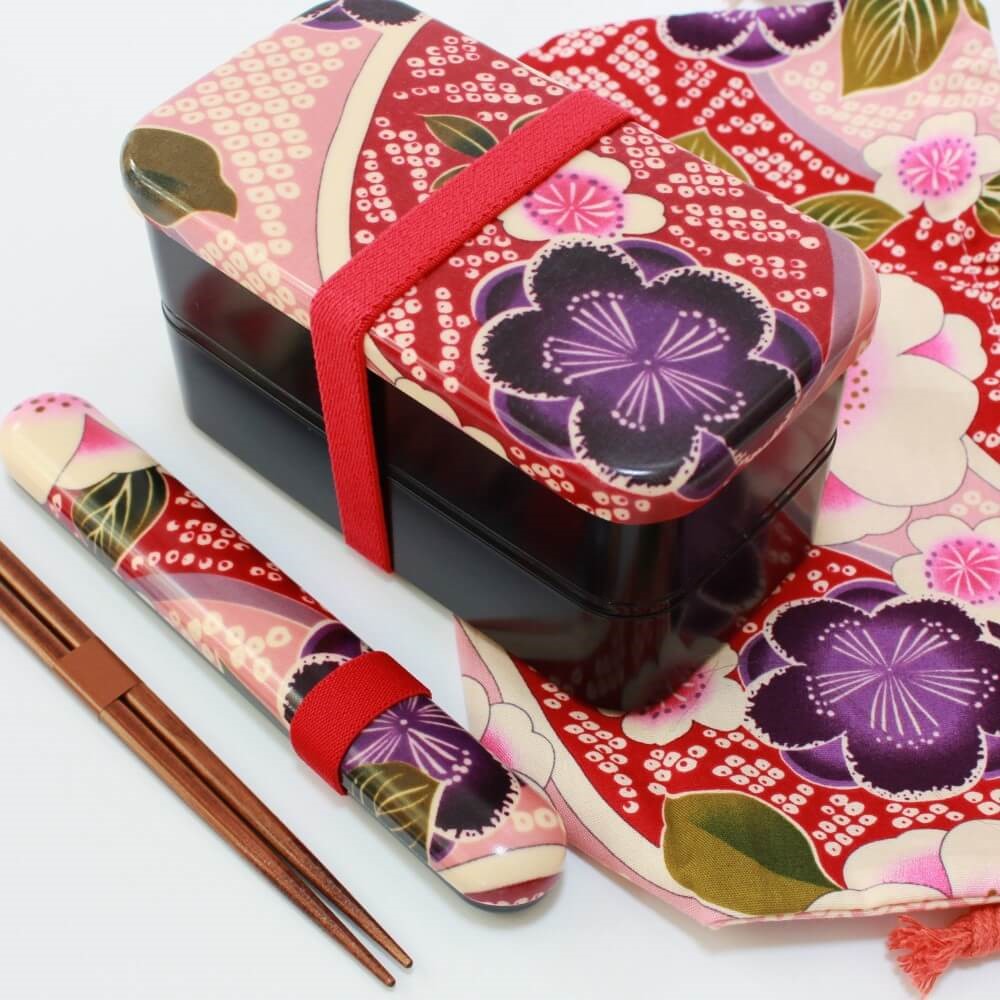 sakura blossoms rectangle bento box on lunch bag