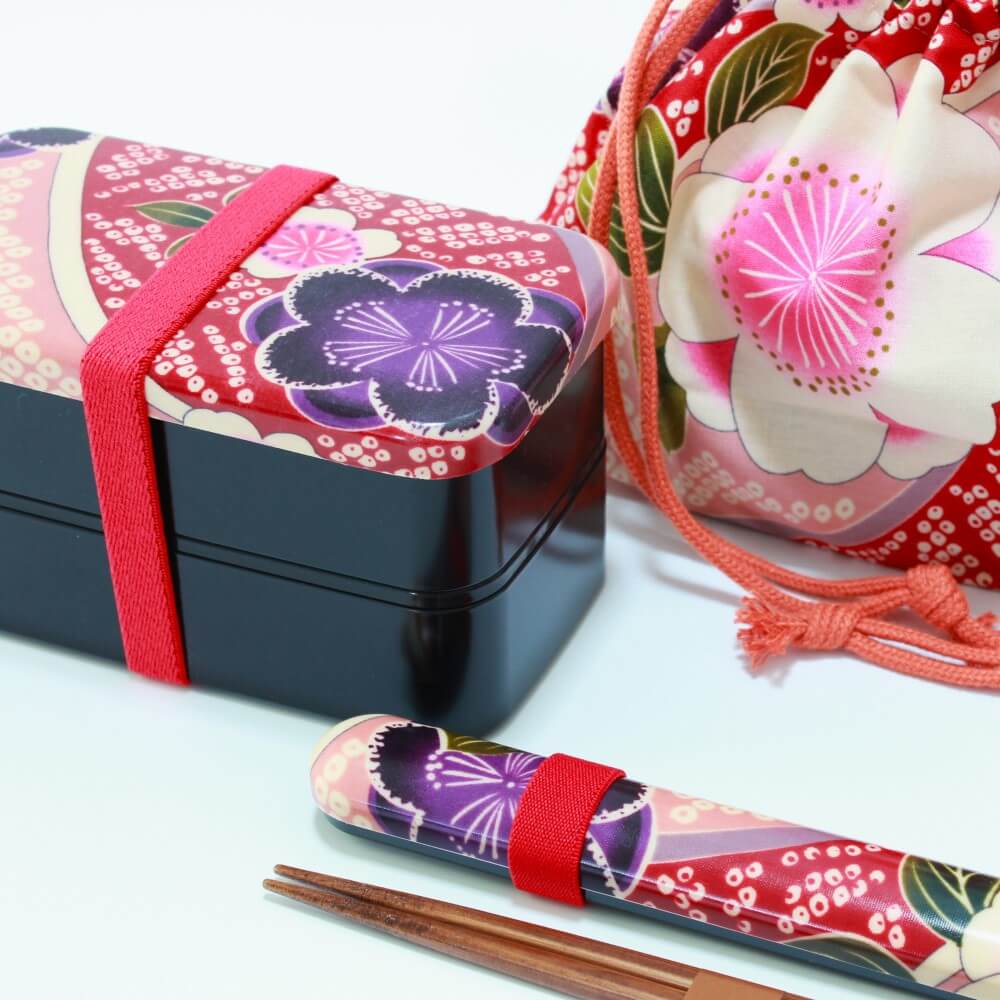 sakura blossoms rectangle bento box set close up