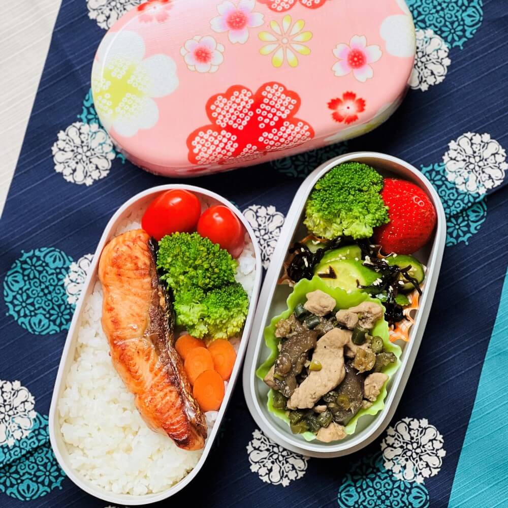 salmon bento kimono yume sakura pink bento box