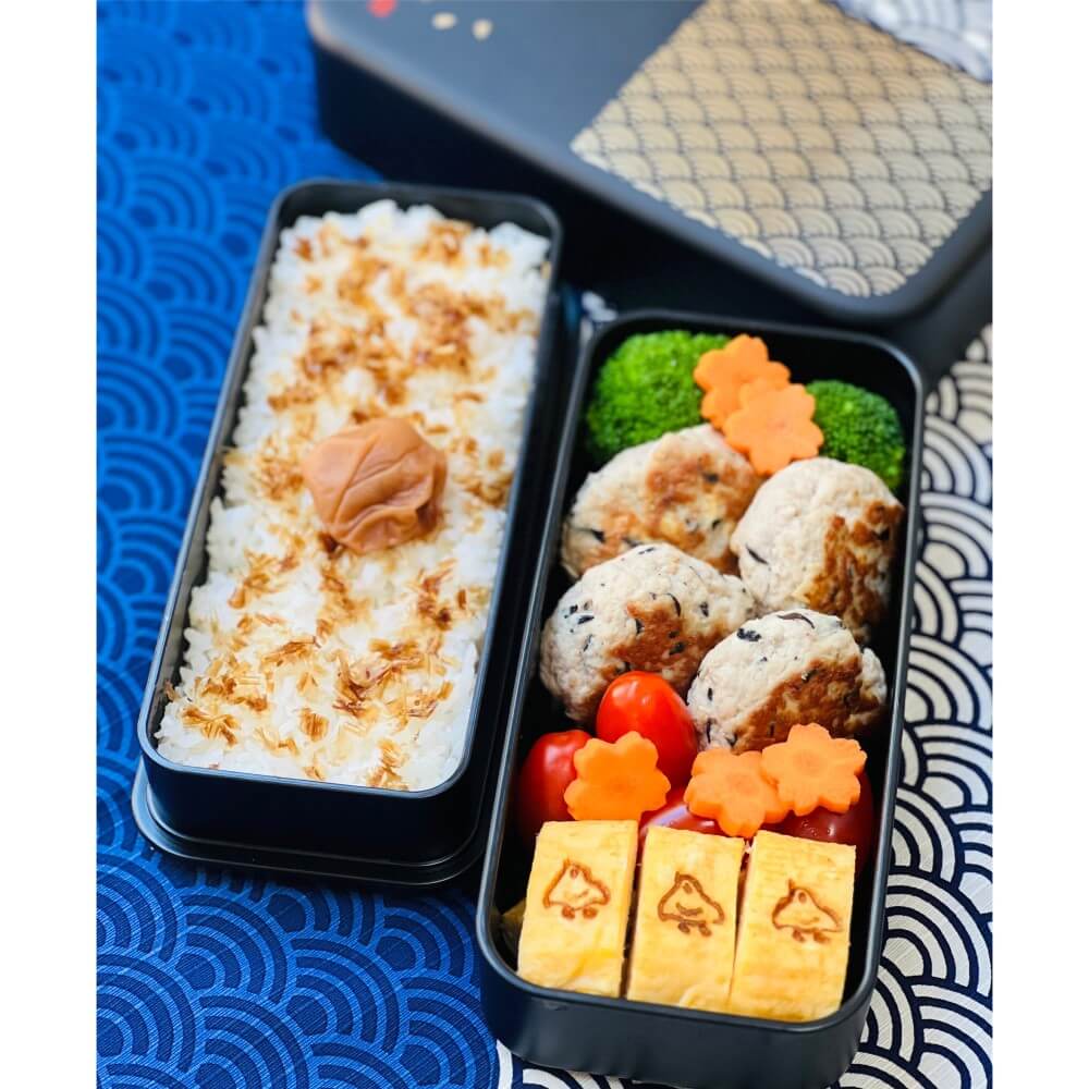 packed Japanese lunch in the seigaiha bento box