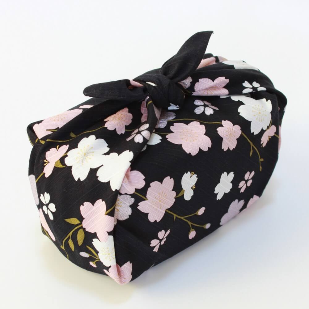 shidare yoru sakura furoshiki wrapped bento box