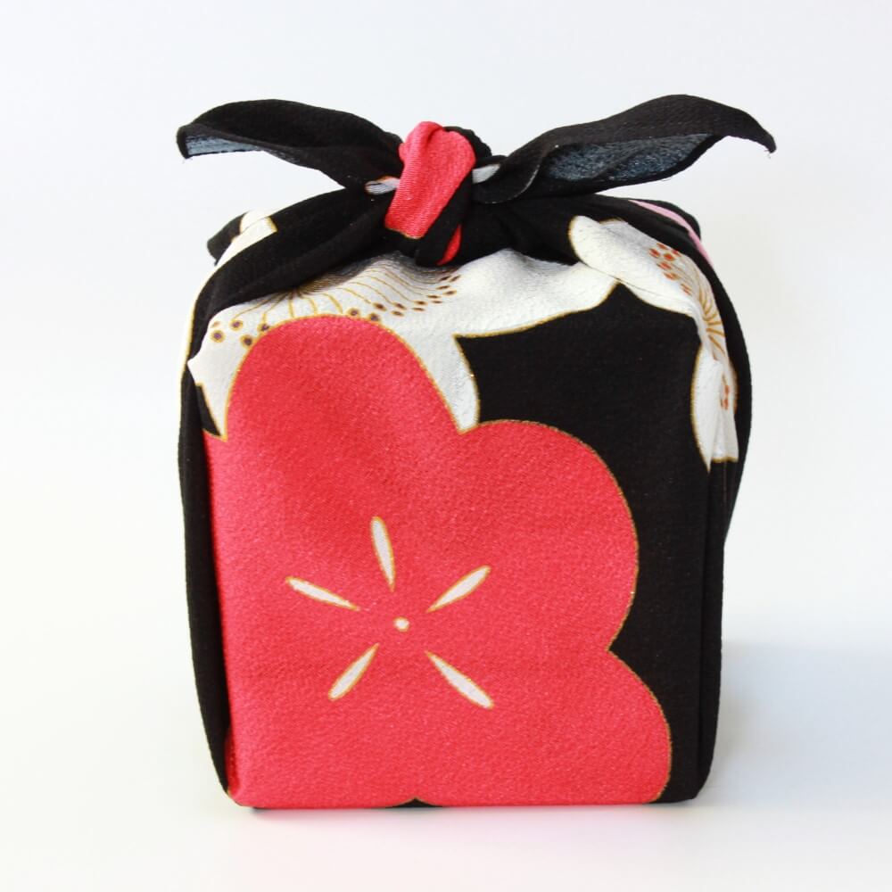 side profile bento box wrapped with kasane ume furoshiki 68cm