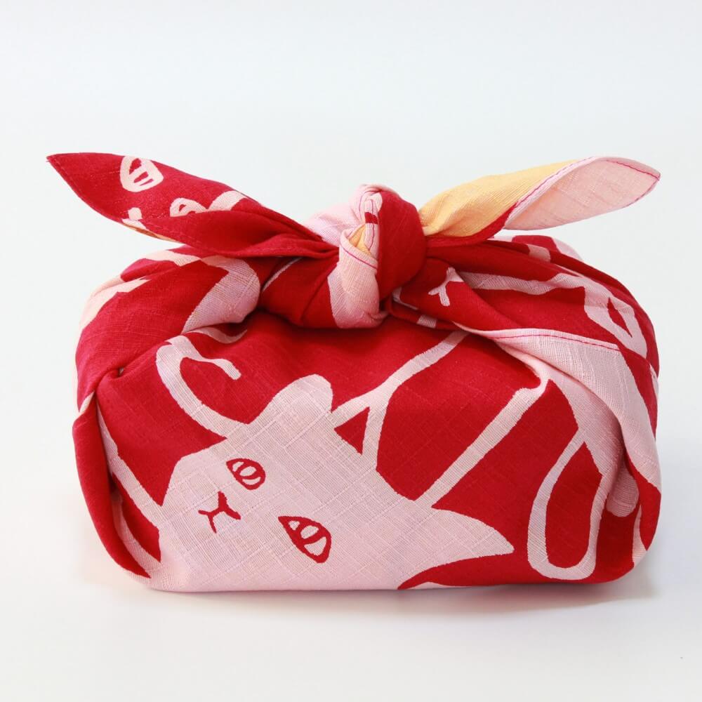 side profile cat puzzle furoshiki wrapped bento box