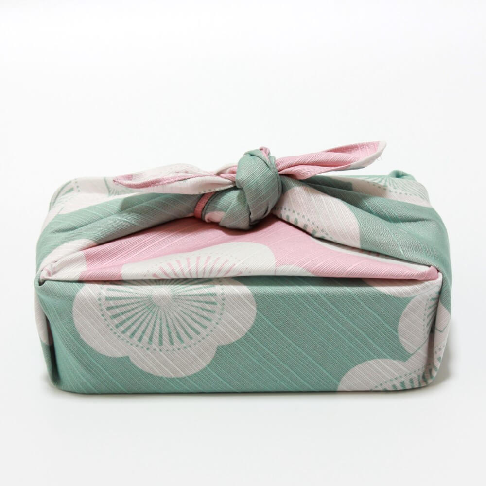 Isa Monyo Japanese Plum Baby Pink and Blue Double Sided Furoshiki Wrapping Cloth 48cm