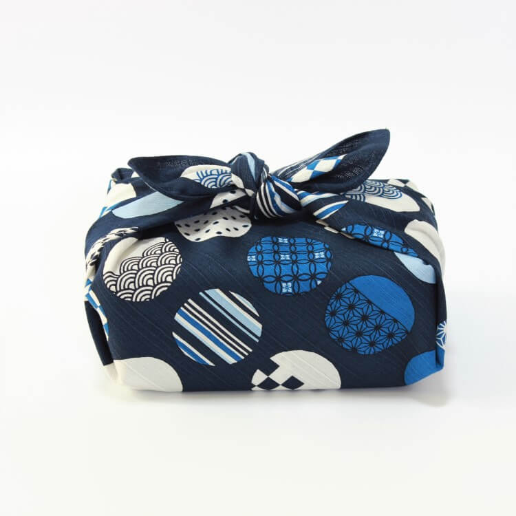 side view of the odama blue furoshiki from hama monyo at majime life