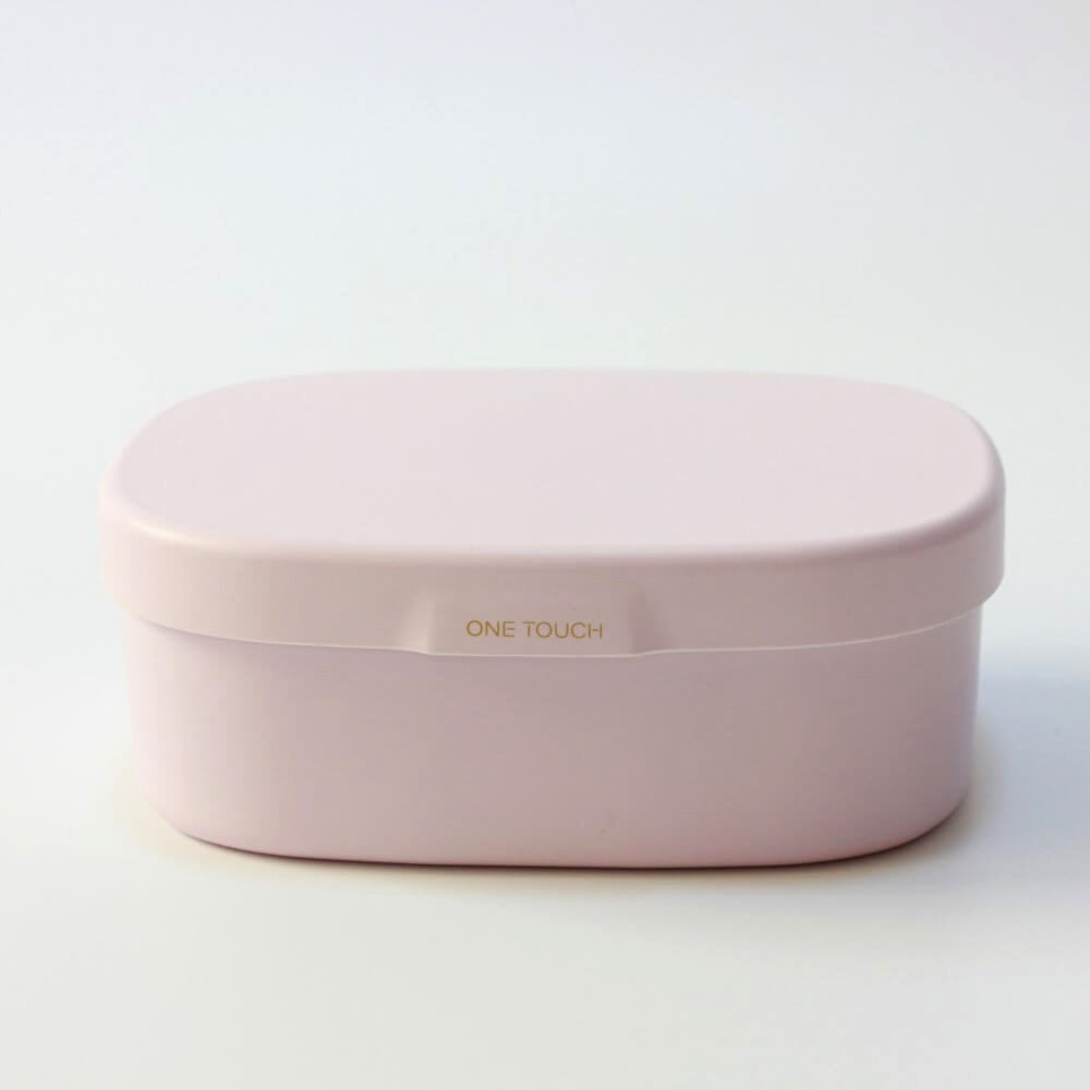 side view one touch pink 1 tier bento box