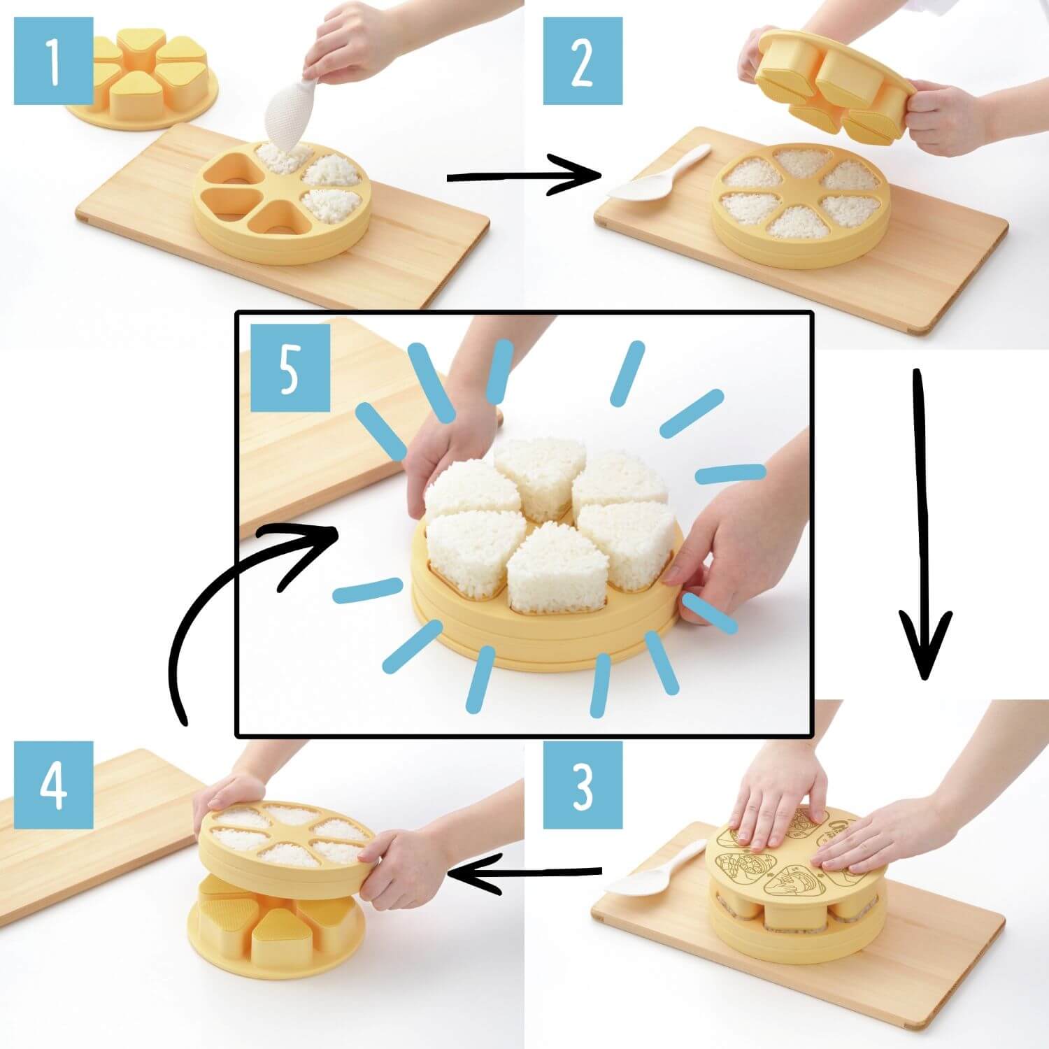 step by step instructions for pop up onigiri maker