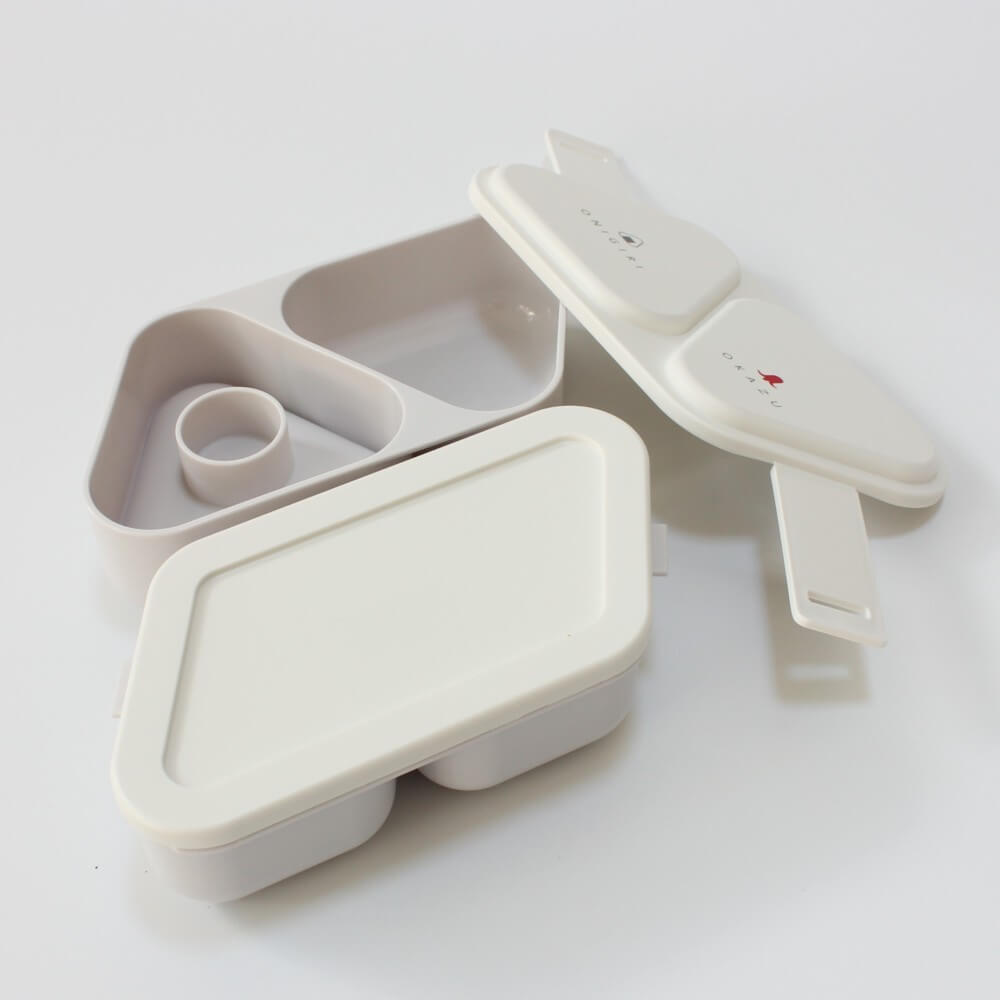 top and bottom layers shown onigiri bento case and mould