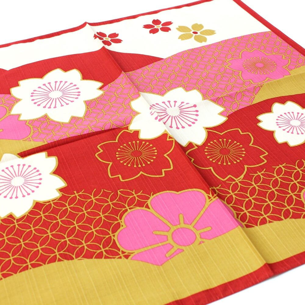 top angled view sakura nishiki furoshiki