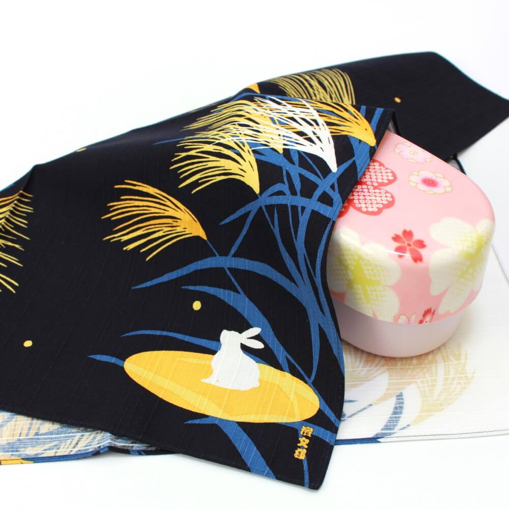 tsukishita furoshiki covering pink bento box