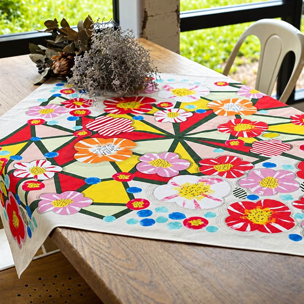 ume no hanagasa furoshiki as a table cloth