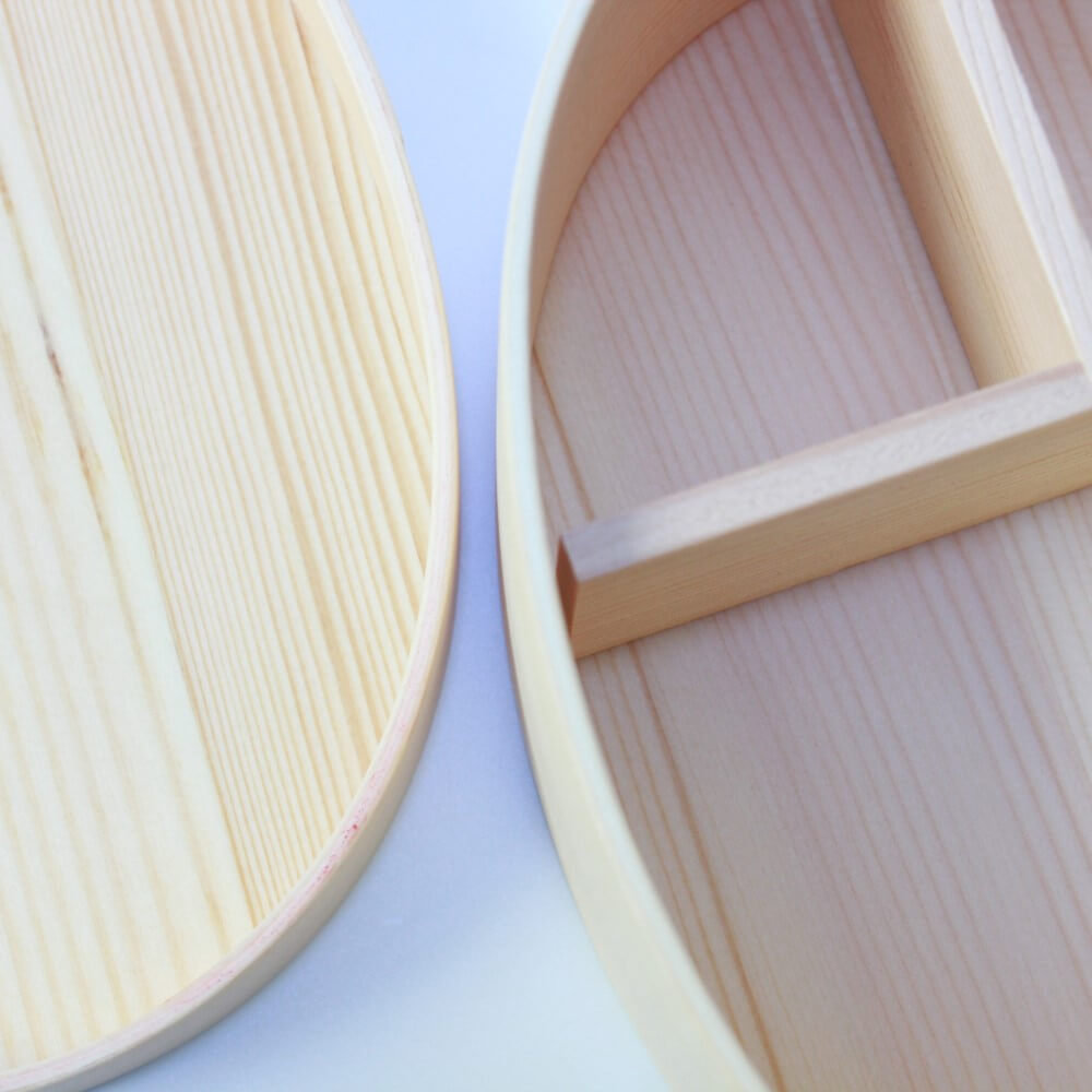 underside lid inside heian red wooden bento box