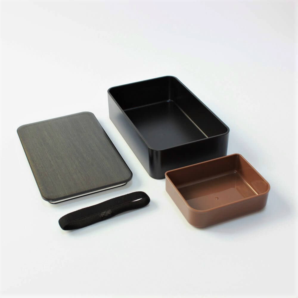 Allday Black Drink Bottle and Walnut Bento Box Set