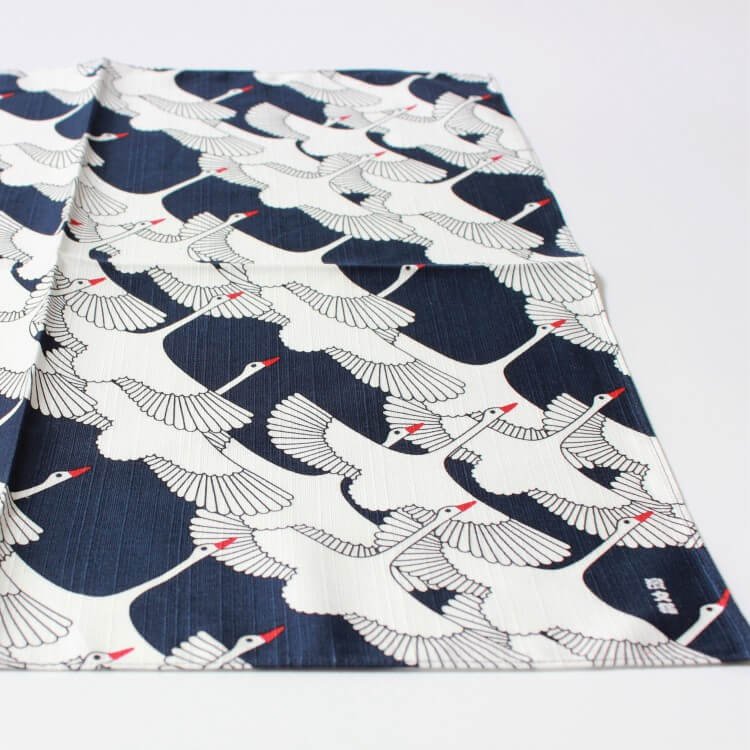 Hama monyo celebration crane furoshiki laid out showing cranes