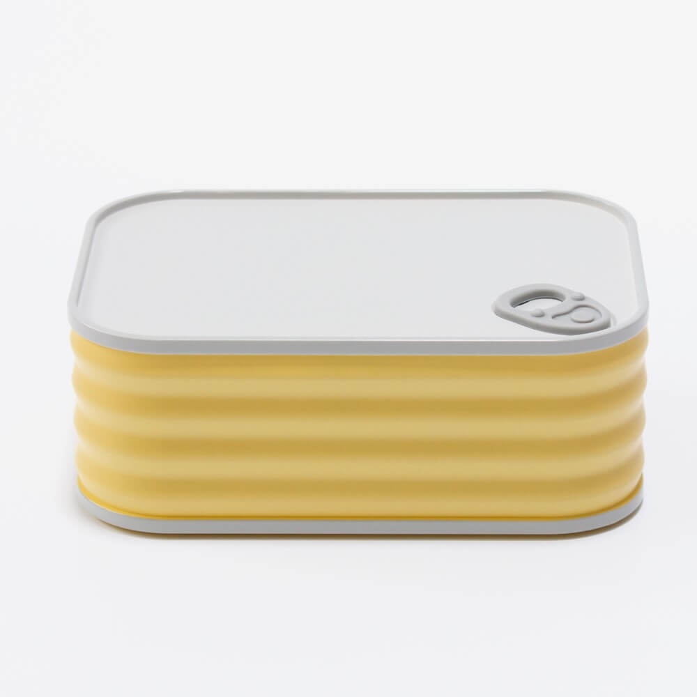 yellow eatcan bento box from the side