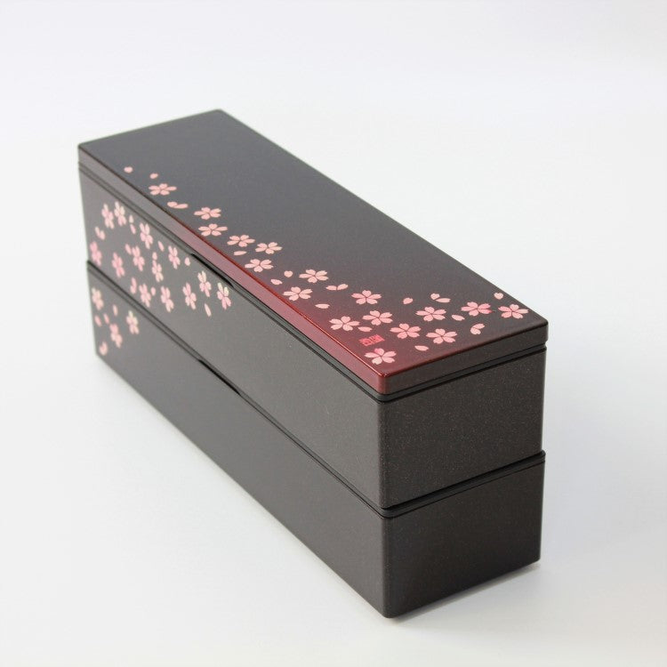 Sakura Crimson Long slim 2 tier bento box 