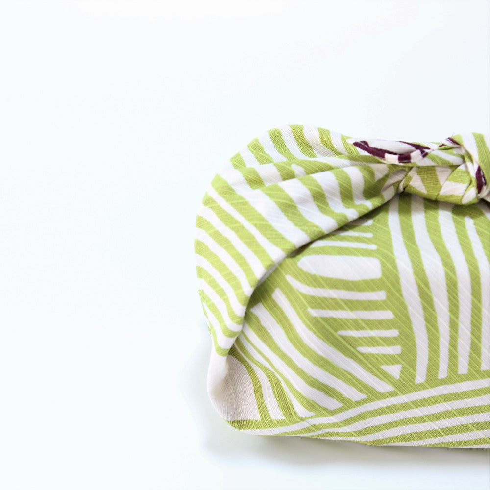 Isa Monyo Knot pattern purple and green furoshiki japanese wrapping cloth from Majime Life