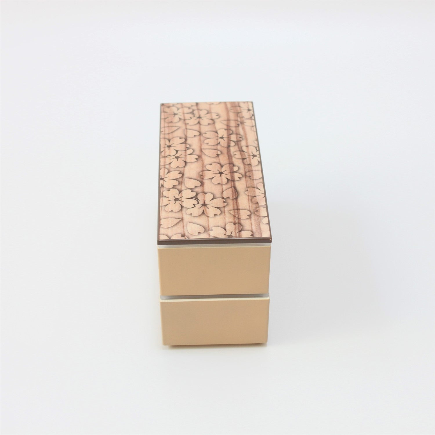 Majime Life Sakura Mokume Natural 1 Tier Bento box from Japan Japanese Bento box for adults with inner lids Made in Japan lunch box 2 layers