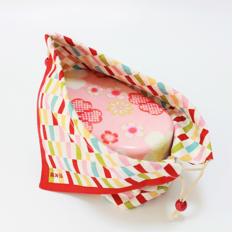 bento inside the hime ichimatsu bento lunch bag