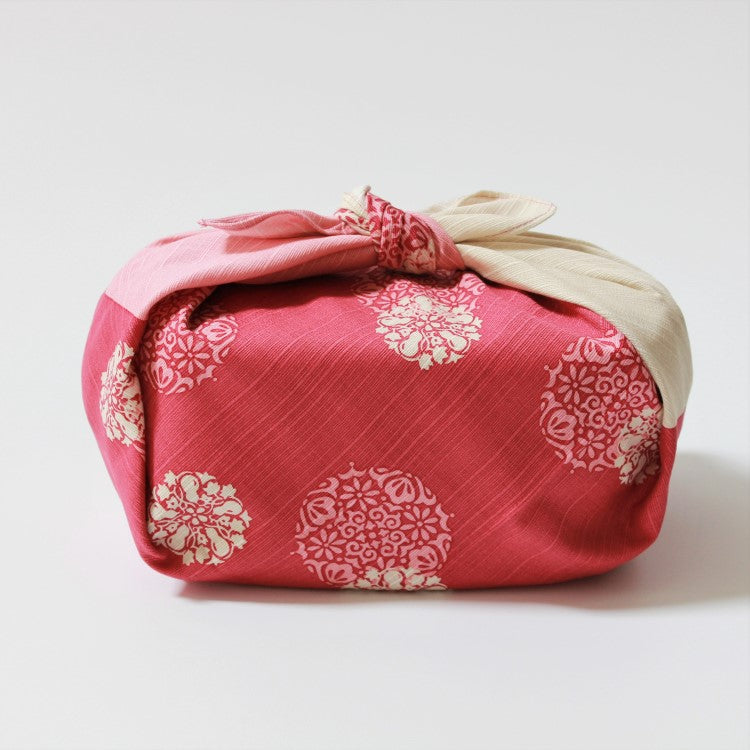 side view of the hana komon pink furoshiki japanese wrapping cloth
