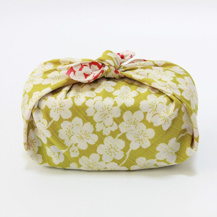 Isa monyo sakura pink light green japanese wrapping cloth side view