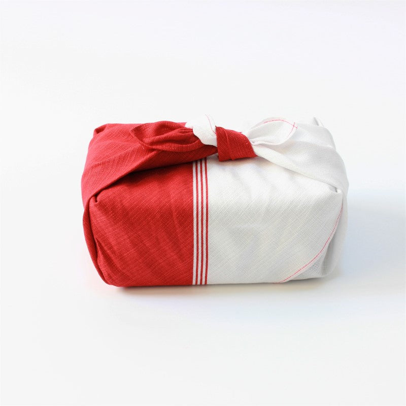 Majime Life Hare Tsutsumi Red White Furoshiki side view