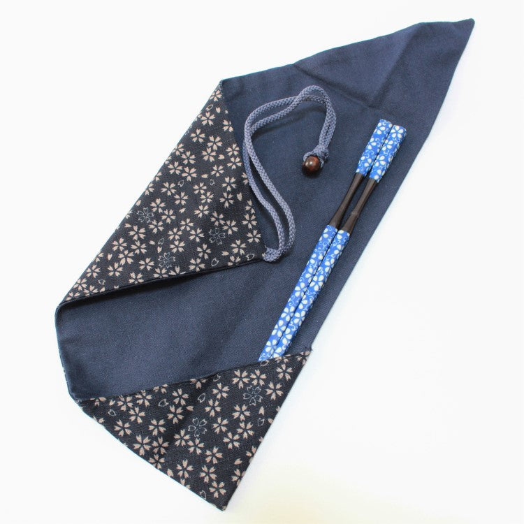 Chopsticks tucked into the fabric chopsticks case