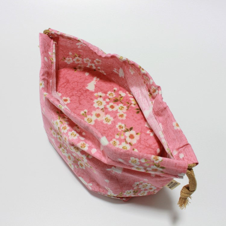 Overhead shot showing the bento box fitting inside the bento lunch bag