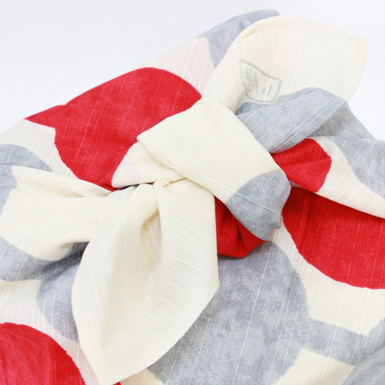Close up picture showing knot of the wrapped fursohiki japanese wrapping cloth