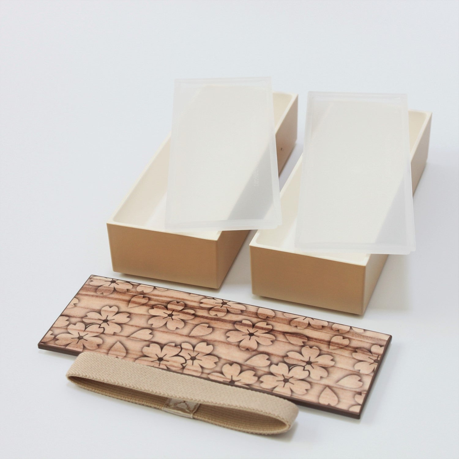 Majime Life Sakura Mokume Natural 1 Tier Bento box from Japan Japanese Bento box for adults with inner lid Made in Japan lunch box 2 layers