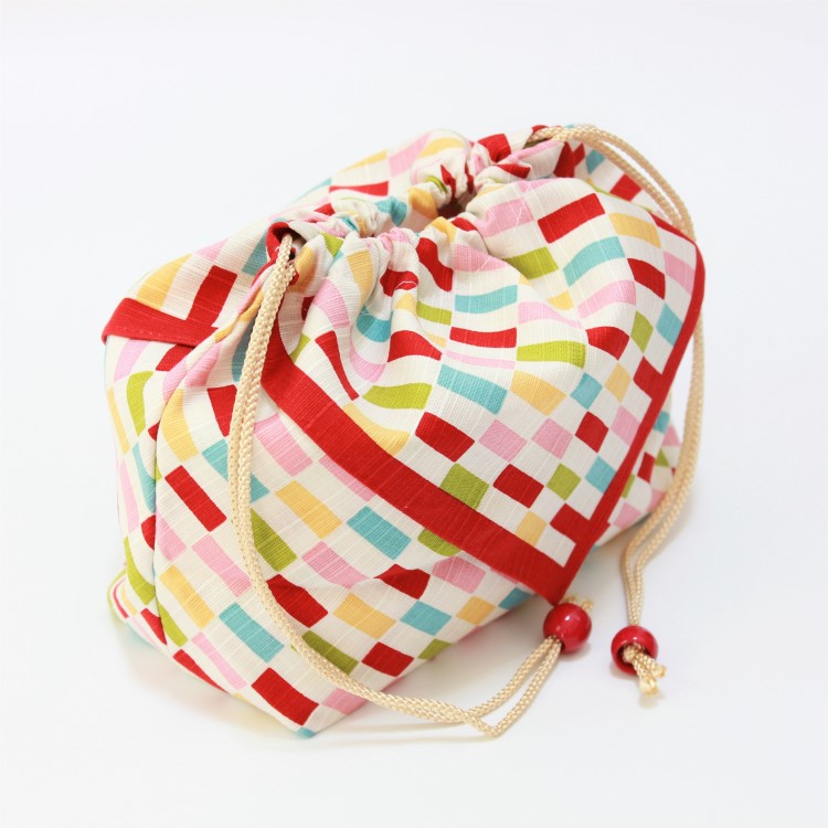 top angled photo showing closed bento lunch bag
