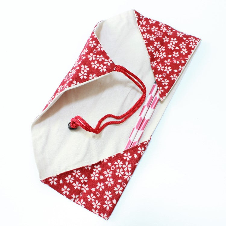 Fabric Chopsticks Case Sakura Chirashi Red