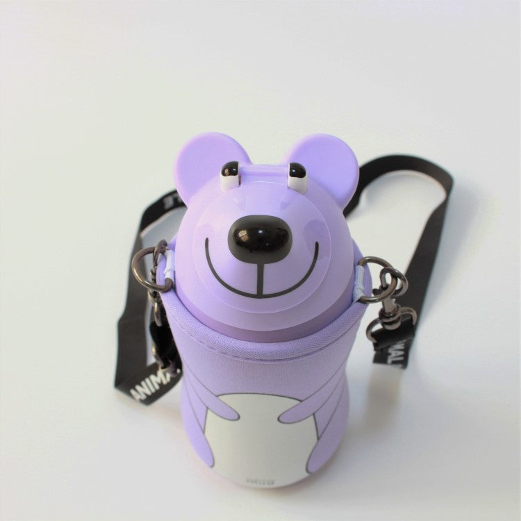 Top view of the animal bottle bear pale violet