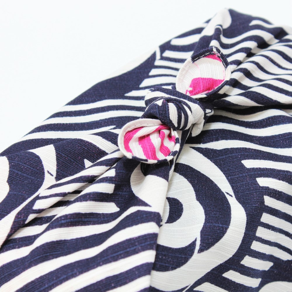 Majime Life Isa Monyo Camellia Navy Blue Pink Furoshiki Wrapping cloth from Japan Wrap Japanese bento boxes and other items Made In japan knot view